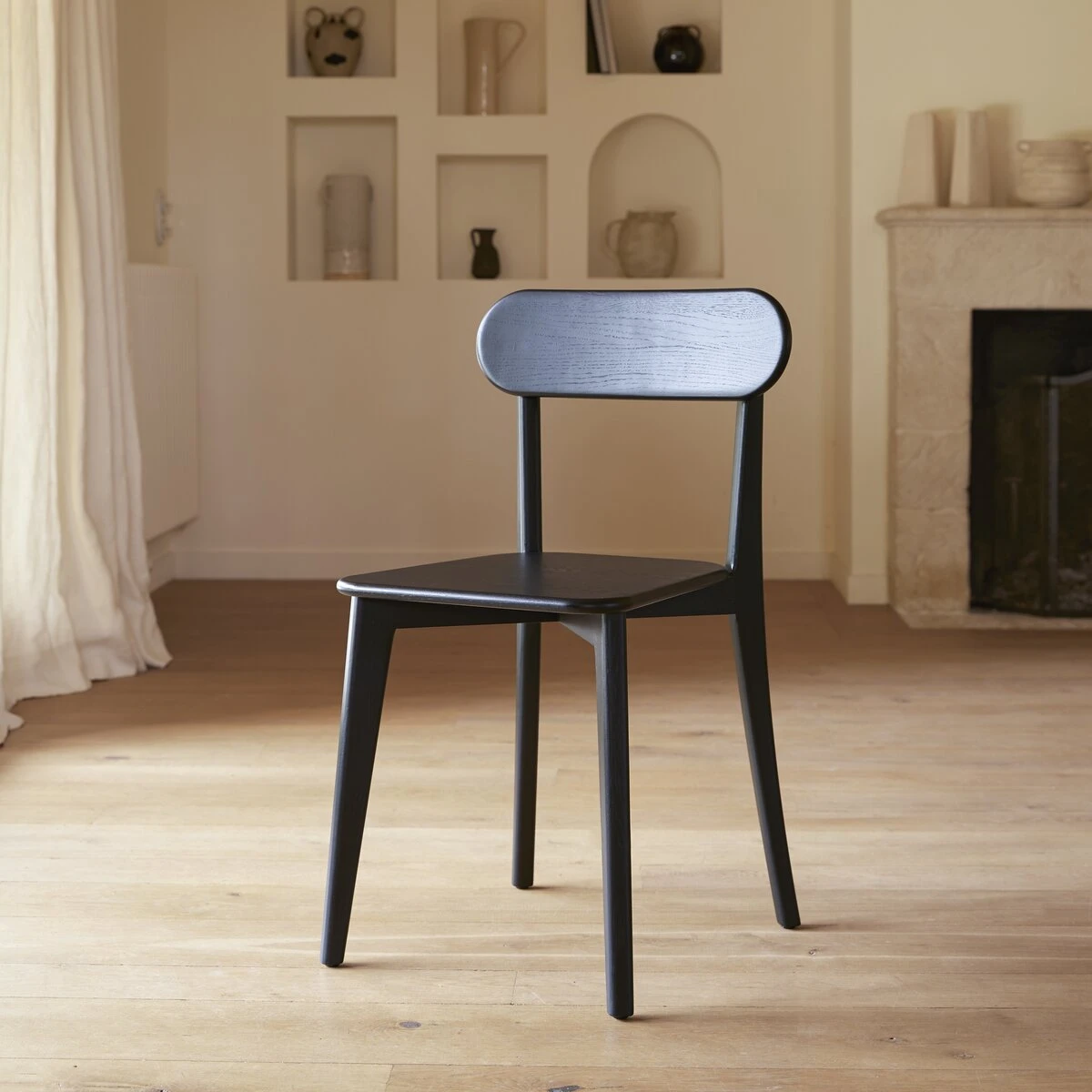 Abel Set Of 2 Black Solid Oak Chairs Ref. 6467 6 Abel Set Of 2 Black Solid Oak Chairs Ref. 6467 - Image 4