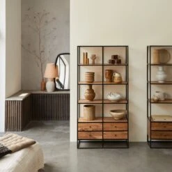 Agra Solid Acacia And Metal Bookcase Ref. 2582