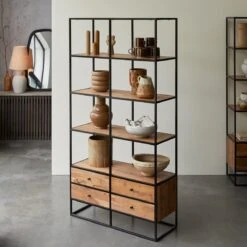 Agra Solid Acacia And Metal Bookcase Ref. 2582 13 Agra Solid Acacia And Metal Bookcase Ref. 2582 -Tikamoon 1200 1200 agra solid acacia and metal bookcase 3