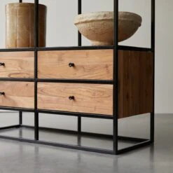 Agra Solid Acacia And Metal Bookcase Ref. 2582 14 Agra Solid Acacia And Metal Bookcase Ref. 2582 -Tikamoon 1200 1200 agra solid acacia and metal bookcase 4