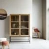 Babeth Solid Oak Tall Display Cabinet Ref. 4204 2 Babeth Solid Oak Tall Display Cabinet Ref. 4204 -Tikamoon 1200 1200 babeth solid oak tall display cabinet