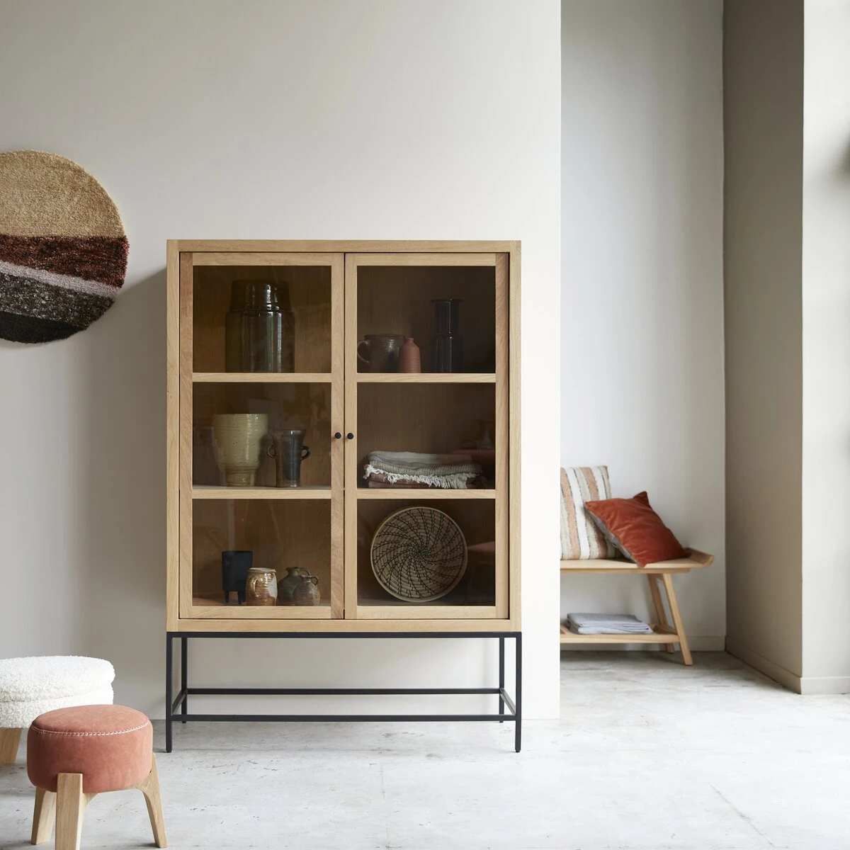 Babeth Solid Oak Tall Display Cabinet Ref. 4204 3 Babeth Solid Oak Tall Display Cabinet Ref. 4204