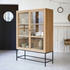 Babeth Solid Teak Tall Display Cabinet Ref. 4185 -Tikamoon 1200 1200 babeth solid teak tall display cabinet 2