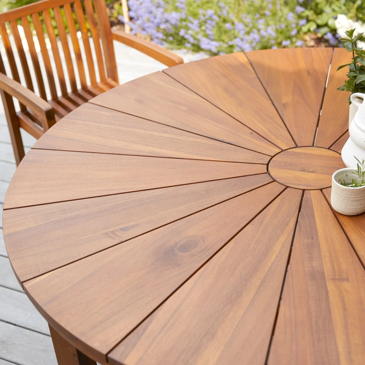 Bianca Solid Acacia 8-seater Round Garden Table Ref. 6396 7 Bianca Solid Acacia 8-seater Round Garden Table Ref. 6396 - Image 5