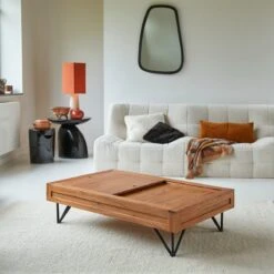 Bonnie Solid Acacia Coffee Table With Storage Ref. 5316 -Tikamoon 1200 1200 bonnie solid acacia coffee table with storage 3