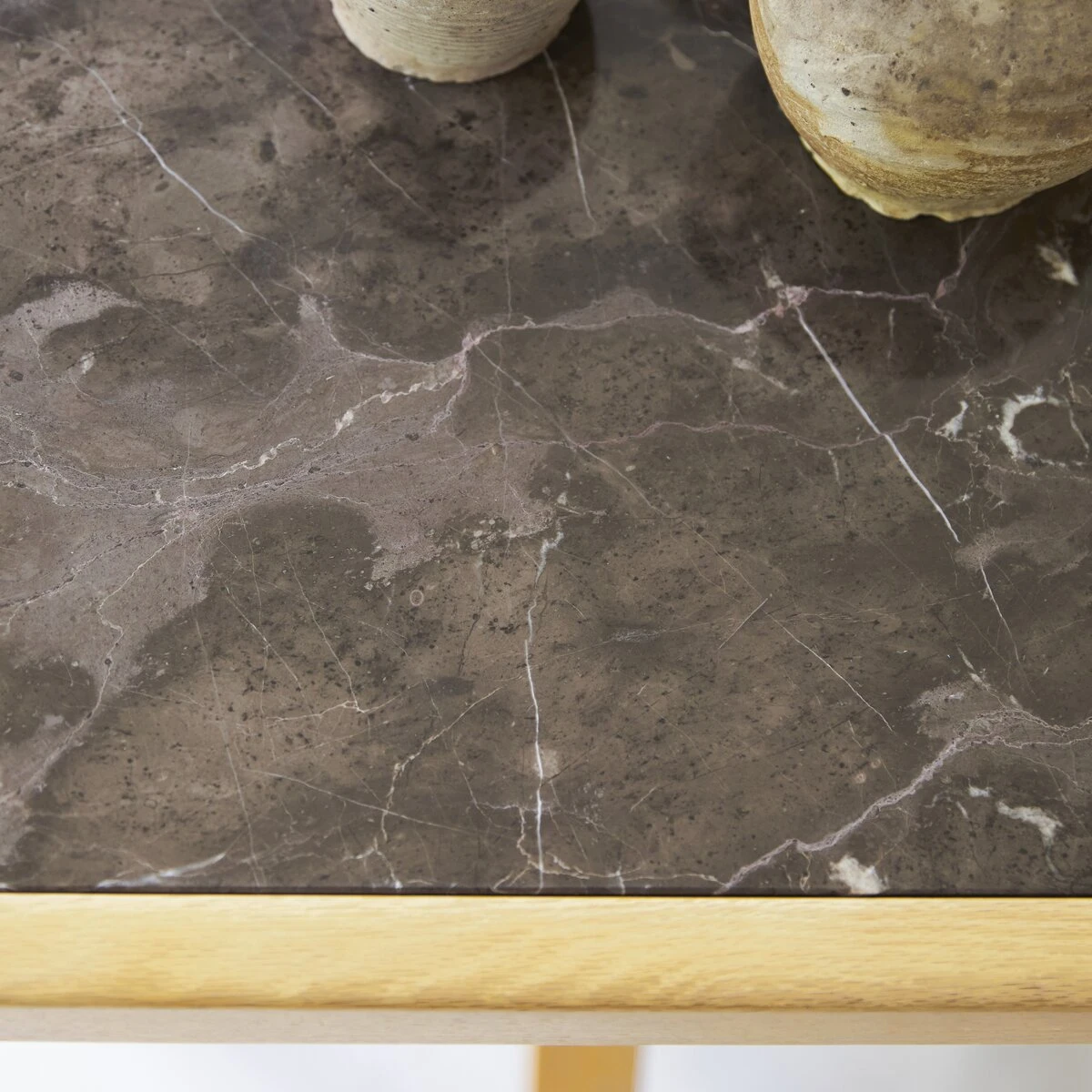 Café Crème Solid Oak And Marble Table Ref. 4182 4 Café Crème Solid Oak And Marble Table Ref. 4182 - Image 2