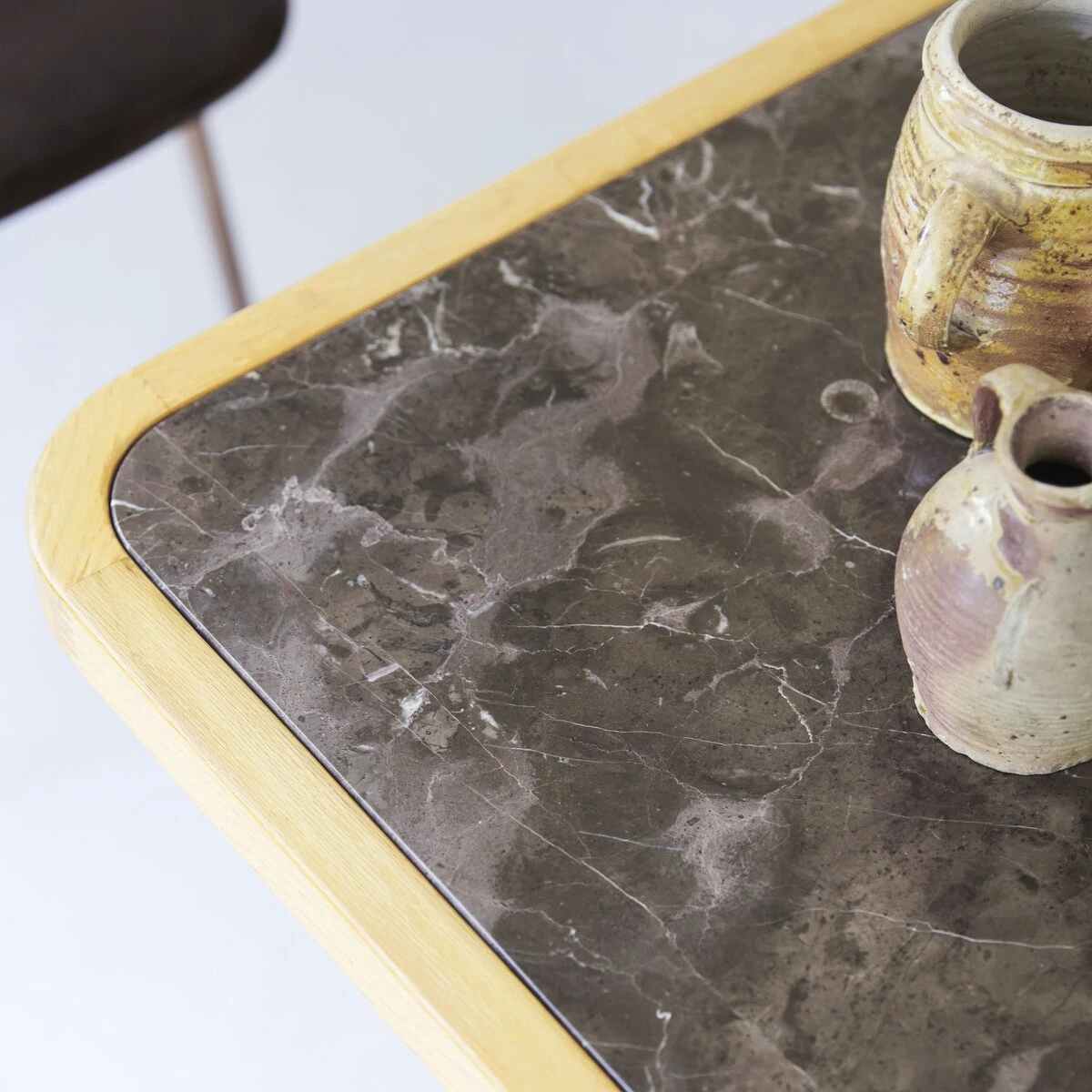 Café Crème Solid Oak And Marble Table Ref. 4182 10 Café Crème Solid Oak And Marble Table Ref. 4182 - Image 8