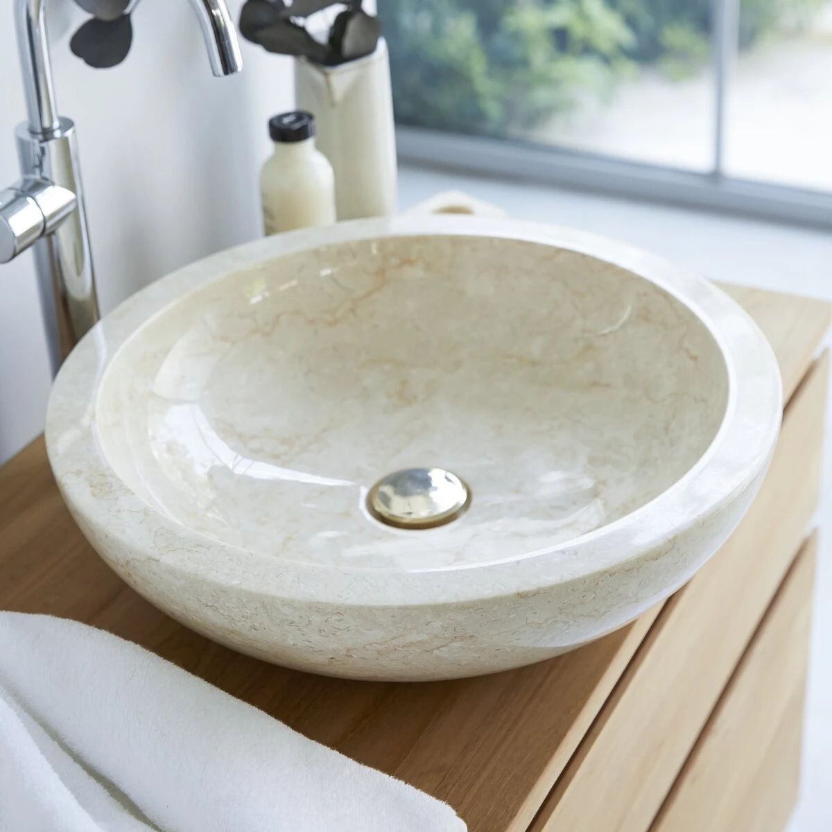 Calypso Cream Marble Washbasin Ref. 1119 4 Calypso Cream Marble Washbasin Ref. 1119 - Image 2