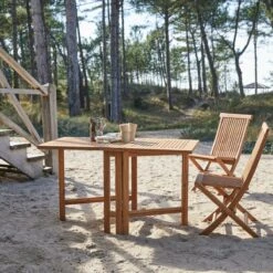 Capri Folding Garden Table In Solid Acacia For 2/4 People Ref. 5069