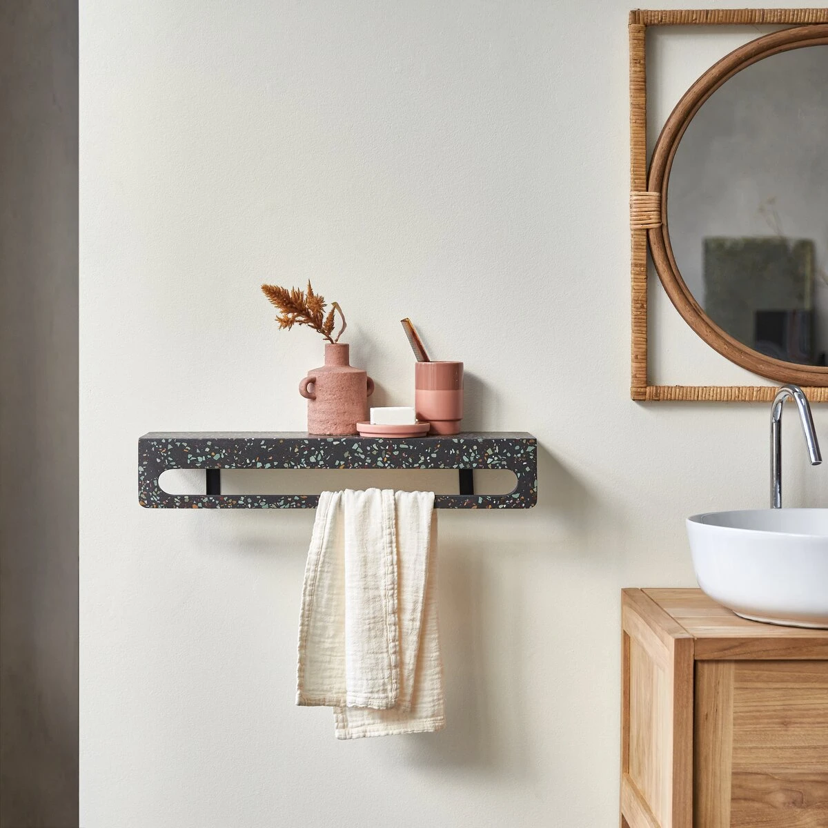 Clea Wall Mounted Towel Rack In Confetti Terrazzo Ref. 6249 3 Clea Wall Mounted Towel Rack In Confetti Terrazzo Ref. 6249