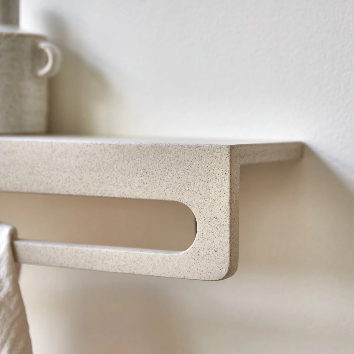 Clea Wall Mounted Towel Rack In Cream Terrazzo Ref. 6250 4 Clea Wall Mounted Towel Rack In Cream Terrazzo Ref. 6250 - Image 2