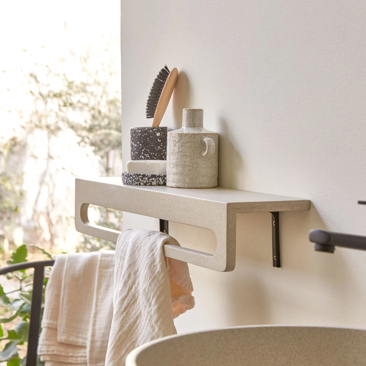 Clea Wall Mounted Towel Rack In Cream Terrazzo Ref. 6250 6 Clea Wall Mounted Towel Rack In Cream Terrazzo Ref. 6250 - Image 4