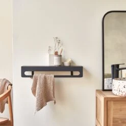 Clea Wall Mounted Towel Rack In Black Terrazzo Ref. 6247