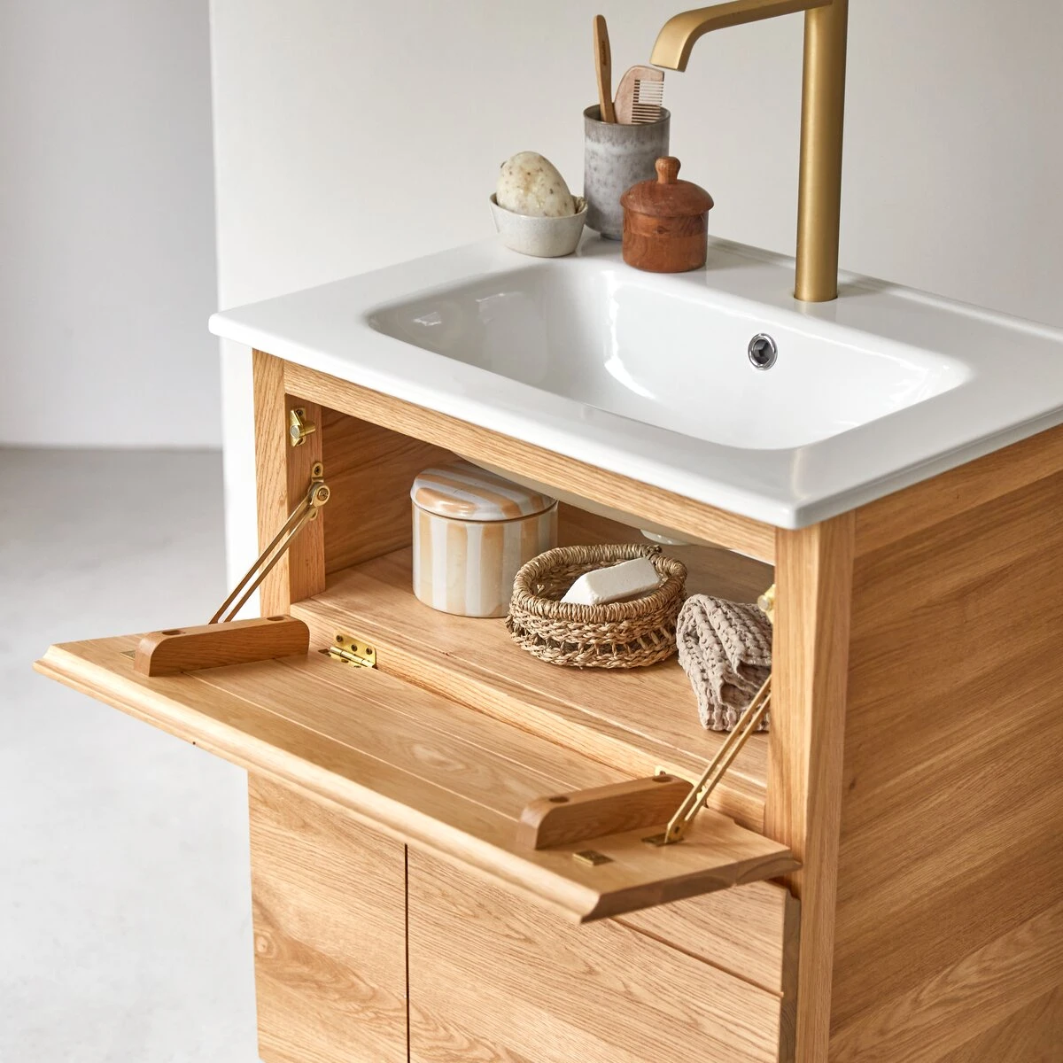 Easy Solid Oak And Ceramic Bathroom Unit 60 Cm Ref. 6178 4 Easy Solid Oak And Ceramic Bathroom Unit 60 Cm Ref. 6178 - Image 2