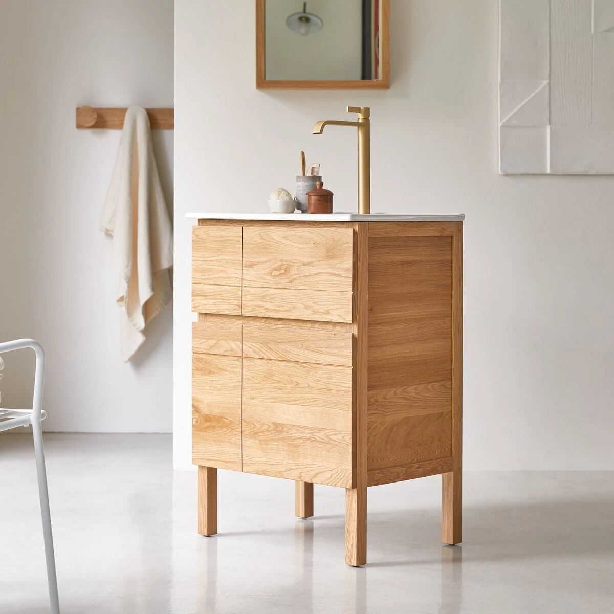 Easy Solid Oak And Ceramic Bathroom Unit 60 Cm Ref. 6178 6 Easy Solid Oak And Ceramic Bathroom Unit 60 Cm Ref. 6178 - Image 4