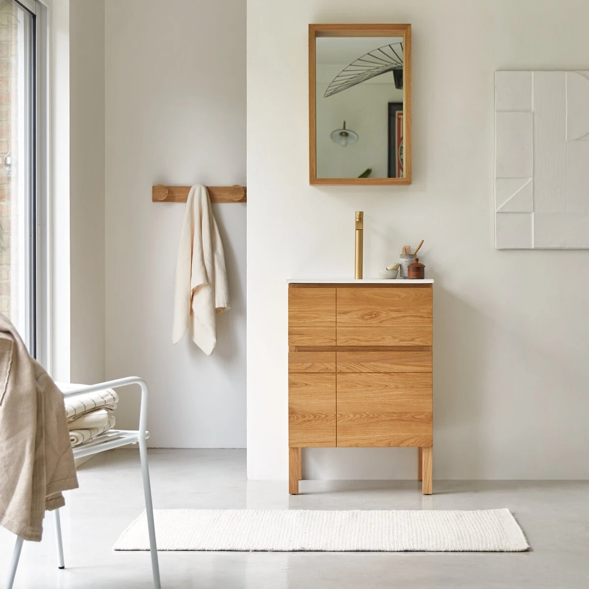 Easy Solid Oak And Ceramic Bathroom Unit 60 Cm Ref. 6178 3 Easy Solid Oak And Ceramic Bathroom Unit 60 Cm Ref. 6178