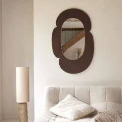 Eda Oval Mirror In Dark Mindi Wood 75x115 Cm Ref. 6417