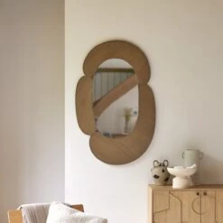 Eda Oval Mirror In Light Mindi Wood 75x115 Cm Ref. 6418