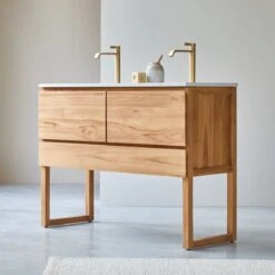 Edgar Moon 120 Cm Solid Teak And Premium Terrazzo Vanity Unit Ref. 6244 -Tikamoon 1200 1200 edgar moon 120 solid teak and premium terrazzo vanity unit 1