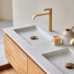 Edgar Moon 120 Cm Solid Teak And Premium Terrazzo Vanity Unit Ref. 6244 -Tikamoon 1200 1200 edgar moon 120 solid teak and premium terrazzo vanity unit 3