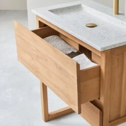 Edgar Moon 80 Cm Solid Teak And Premium Terrazzo Vanity Unit Ref. 6251 -Tikamoon 1200 1200 edgar moon 80 solid teak and premium terrazzo vanity unit 3