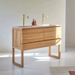 Edgar Pink 120 Cm Solid Teak And Premium Terrazzo Vanity Unit Ref. 6076 -Tikamoon 1200 1200 edgar pink 120 solid teak and premium terrazzo vanity unit 4
