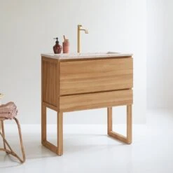 Edgar Pink 80 Cm Solid Teak And Premium Terrazzo Vanity Unit Ref. 6072 -Tikamoon 1200 1200 edgar pink 80 solid teak and premium terrazzo vanity unit 3