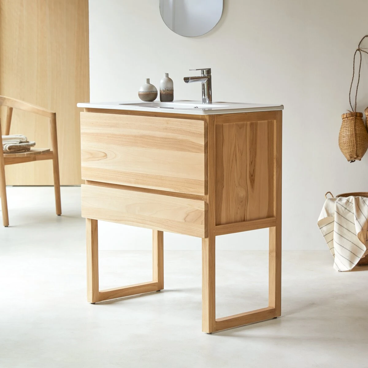 Edgar Solid Teak And Ceramic Bathroom Cabinet 80 Cm Ref. 3423 6 Edgar Solid Teak And Ceramic Bathroom Cabinet 80 Cm Ref. 3423 - Image 4