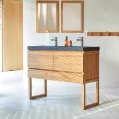 Edgar Solid Teak And Lava Stone Bathroom Cabinet 120 Cm Ref. 3435 11 Edgar Solid Teak And Lava Stone Bathroom Cabinet 120 Cm Ref. 3435 -Tikamoon 1200 1200 edgar solid teak and lava stone bathroom cabinet 120 cm 3