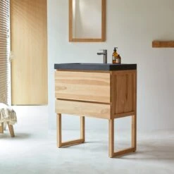 Edgar Solid Teak And Lava Stone Bathroom Cabinet 80 Cm Ref. 3420 -Tikamoon 1200 1200 edgar solid teak and lava stone bathroom cabinet 80 cm 3