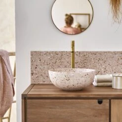 Elea Round Pink Premium Terrazzo Washbasin Ref. 6450 11 Elea Round Pink Premium Terrazzo Washbasin Ref. 6450 -Tikamoon 1200 1200 elea pink premium terrazzo washbasin 2