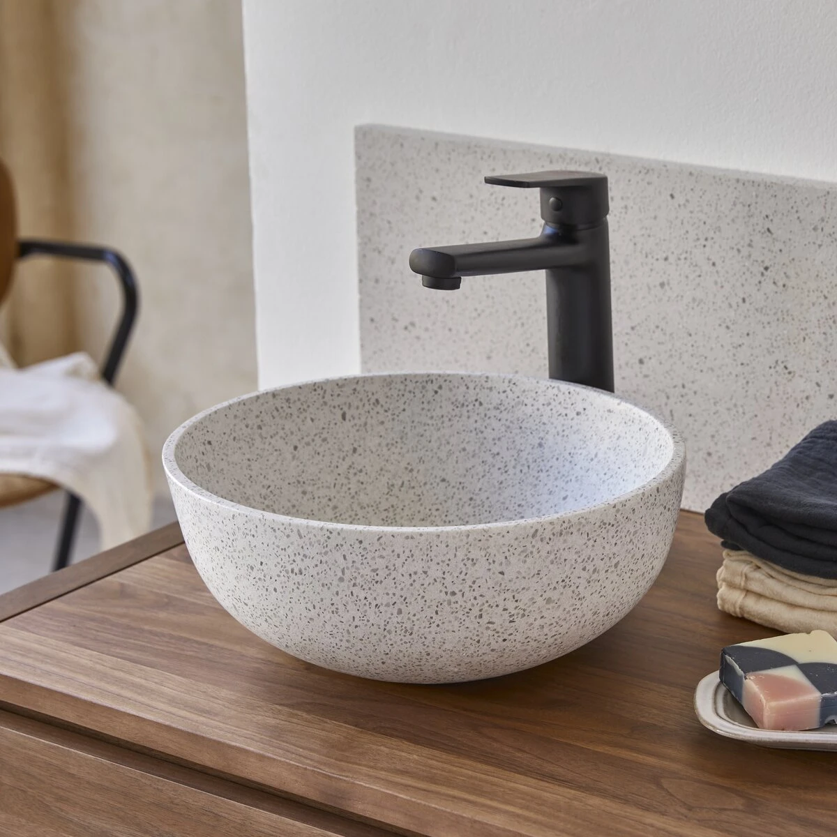 Elea Round White Premium Terrazzo Washbasin Ref. 6451 3 Elea Round White Premium Terrazzo Washbasin Ref. 6451