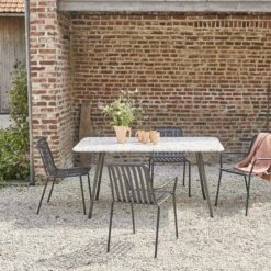 Elio Brown Premium Terrazzo And Metal Rectangular Garden Table, Seats 4–6. Ref. 6361