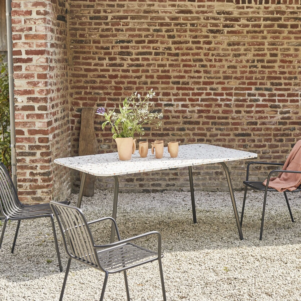 Elio Brown Premium Terrazzo And Metal Rectangular Garden Table, Seats 4–6. Ref. 6361 6 Elio Brown Premium Terrazzo And Metal Rectangular Garden Table, Seats 4–6. Ref. 6361 - Image 4