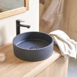 Gina Round Black Terrazzo Washbasin Ref. 6090