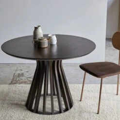 Greco Round Table In Solid Mango Wood And Metal Ref. 4823 -Tikamoon 1200 1200 greco round table in solid mango wood and metal to seat 5 people 3