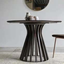 Greco Round Table In Solid Mango Wood And Metal Ref. 4823 -Tikamoon 1200 1200 greco round table in solid mango wood and metal to seat 5 people 7