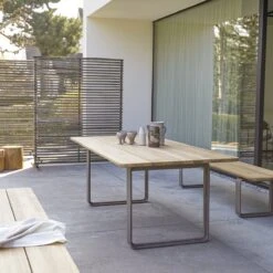 Harper Solid Teak And Aluminium Garden Table Ref. 5195 -Tikamoon 1200 1200 harper solid teak and aluminium garden table seats 6 8 3