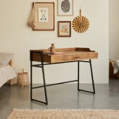 Hedda Kids Desk In Solid Mango Wood And Metal Ref. 5464 -Tikamoon 1200 1200 hedda kids desk in solid mango wood and metal 3