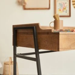Hedda Kids Desk In Solid Mango Wood And Metal Ref. 5464 -Tikamoon 1200 1200 hedda kids desk in solid mango wood and metal 6