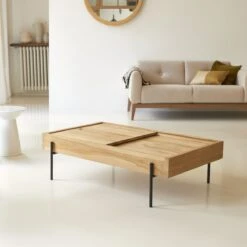 Honorine Solid Teak Coffee Table With Storage Ref. 3733 -Tikamoon 1200 1200 honorine solid teak coffee table with storage 3
