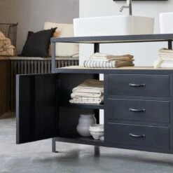 Industriel Solid Mango Wood And Metal Vanity Unit 140 Cm Ref. 2246 -Tikamoon 1200 1200 industriel solid mango wood and metal vanity unit 140 cm 4