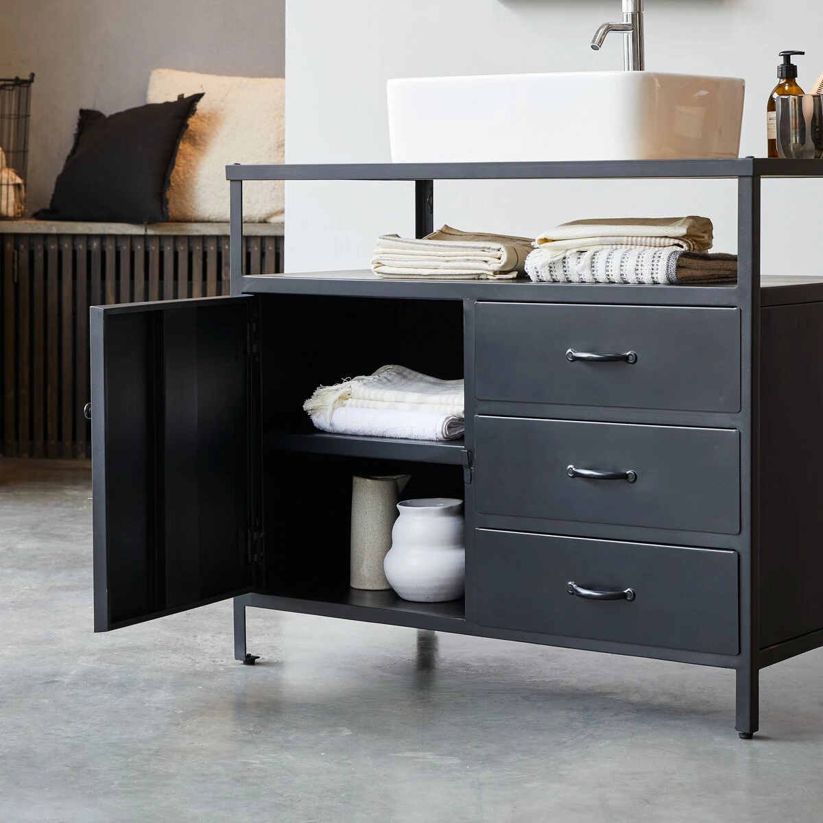 Industriel Solid Mango Wood And Metal Vanity Unit 95 Cm Ref. 2424 5 Industriel Solid Mango Wood And Metal Vanity Unit 95 Cm Ref. 2424 - Image 3