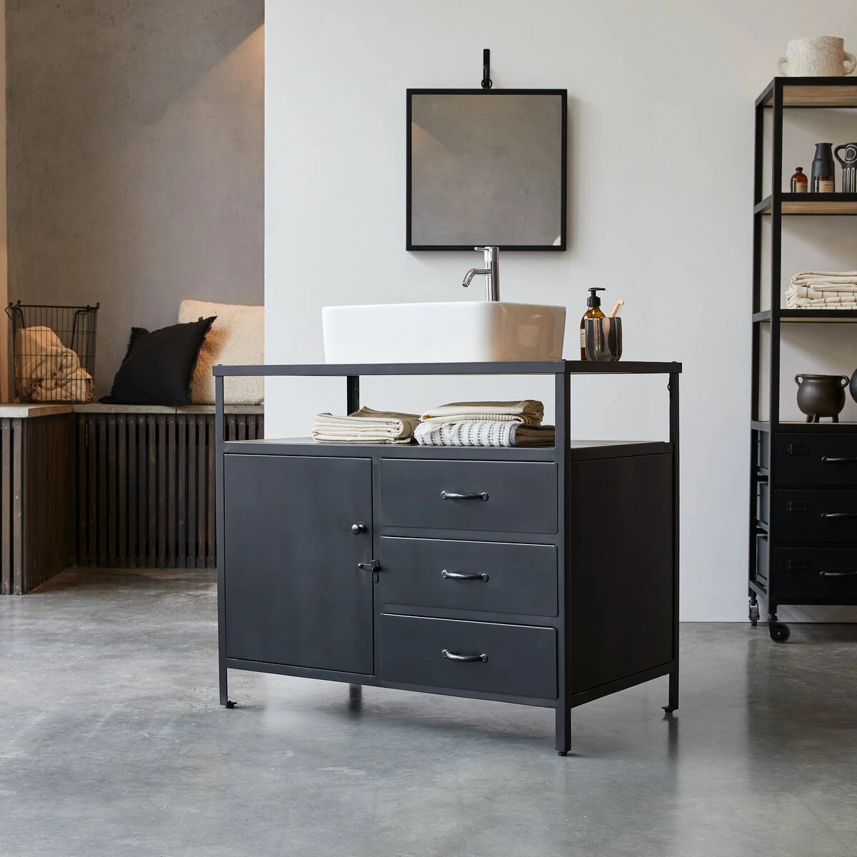 Industriel Solid Mango Wood And Metal Vanity Unit 95 Cm Ref. 2424 6 Industriel Solid Mango Wood And Metal Vanity Unit 95 Cm Ref. 2424 - Image 4