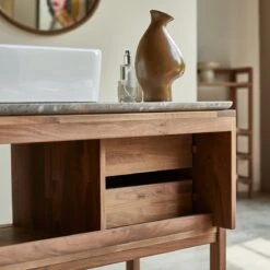 Isaure Solid Walnut And Premium Terrazzo Bathroom Cabinet 125 Cm Ref. 5589 -Tikamoon 1200 1200 isaure solid walnut and premium terrazzo bathroom cabinet 125 cm 5