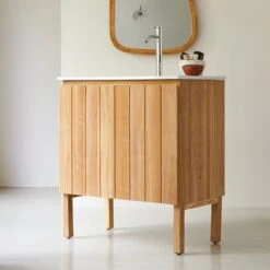 Jill Solid Teak And Ceramic Bathroom Cabinet 80 Cm Ref. 2580 -Tikamoon 1200 1200 jill solid teak and ceramic bathroom cabinet 80 cm 3