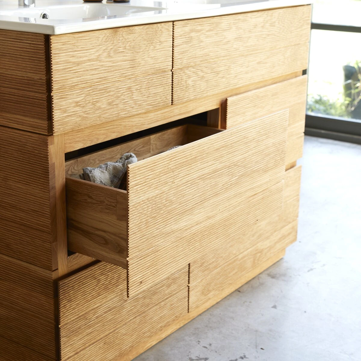 Karl Solid Oak And Ceramic Bathroom Cabinet 120 Cm Ref. 2363 4 Karl Solid Oak And Ceramic Bathroom Cabinet 120 Cm Ref. 2363 - Image 2