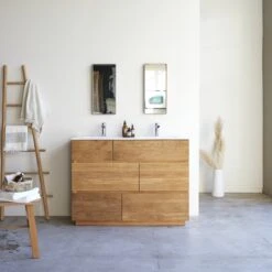 Karl Solid Oak And Ceramic Bathroom Cabinet 120 Cm Ref. 2363