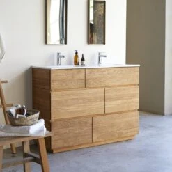 Karl Solid Oak And Ceramic Bathroom Cabinet 120 Cm Ref. 2363 14 Karl Solid Oak And Ceramic Bathroom Cabinet 120 Cm Ref. 2363 -Tikamoon 1200 1200 karl solid oak and ceramic bathroom cabinet 120 cm 3