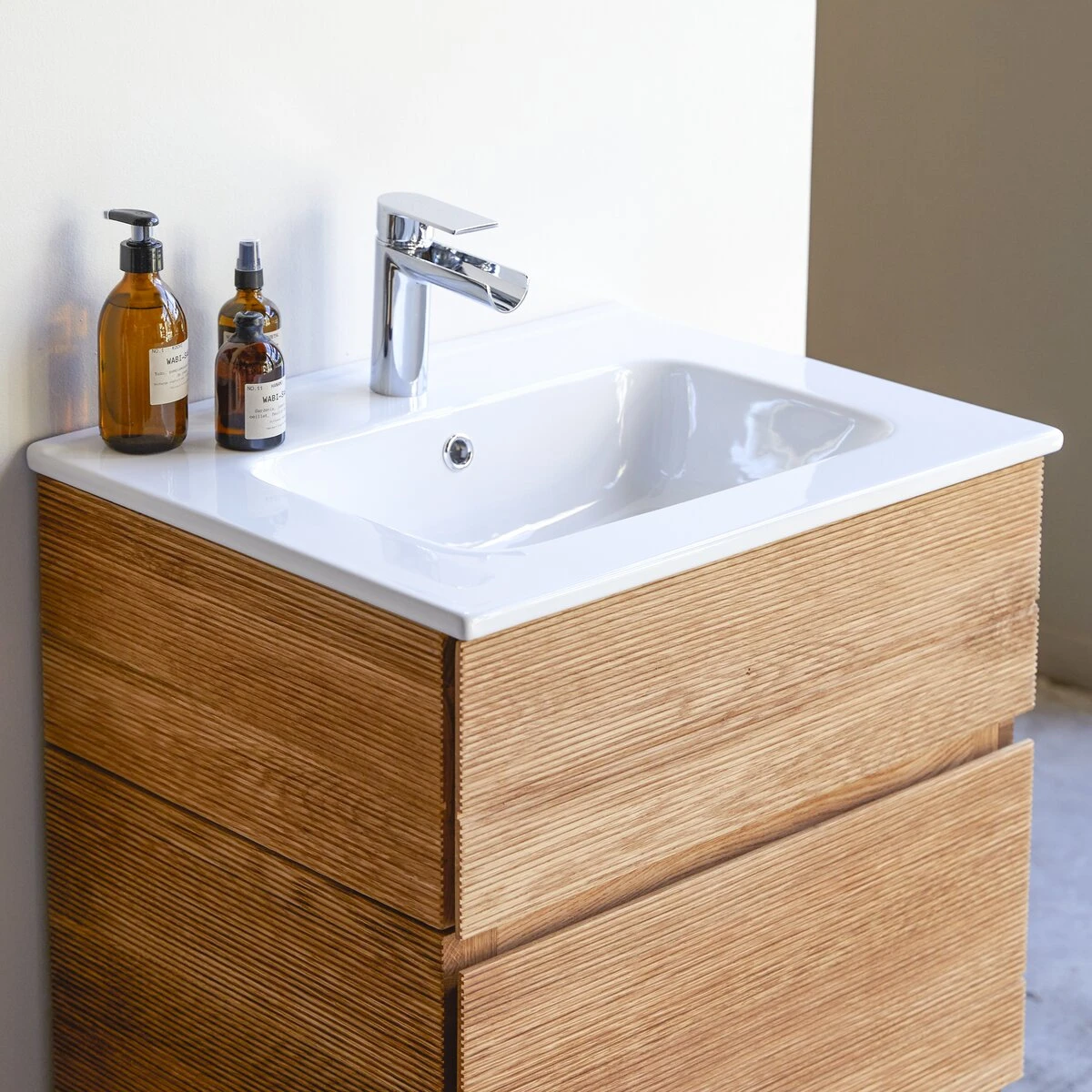 Karl Solid Oak And Ceramic Bathroom Cabinet 60 Cm Ref. 2676 4 Karl Solid Oak And Ceramic Bathroom Cabinet 60 Cm Ref. 2676 - Image 2